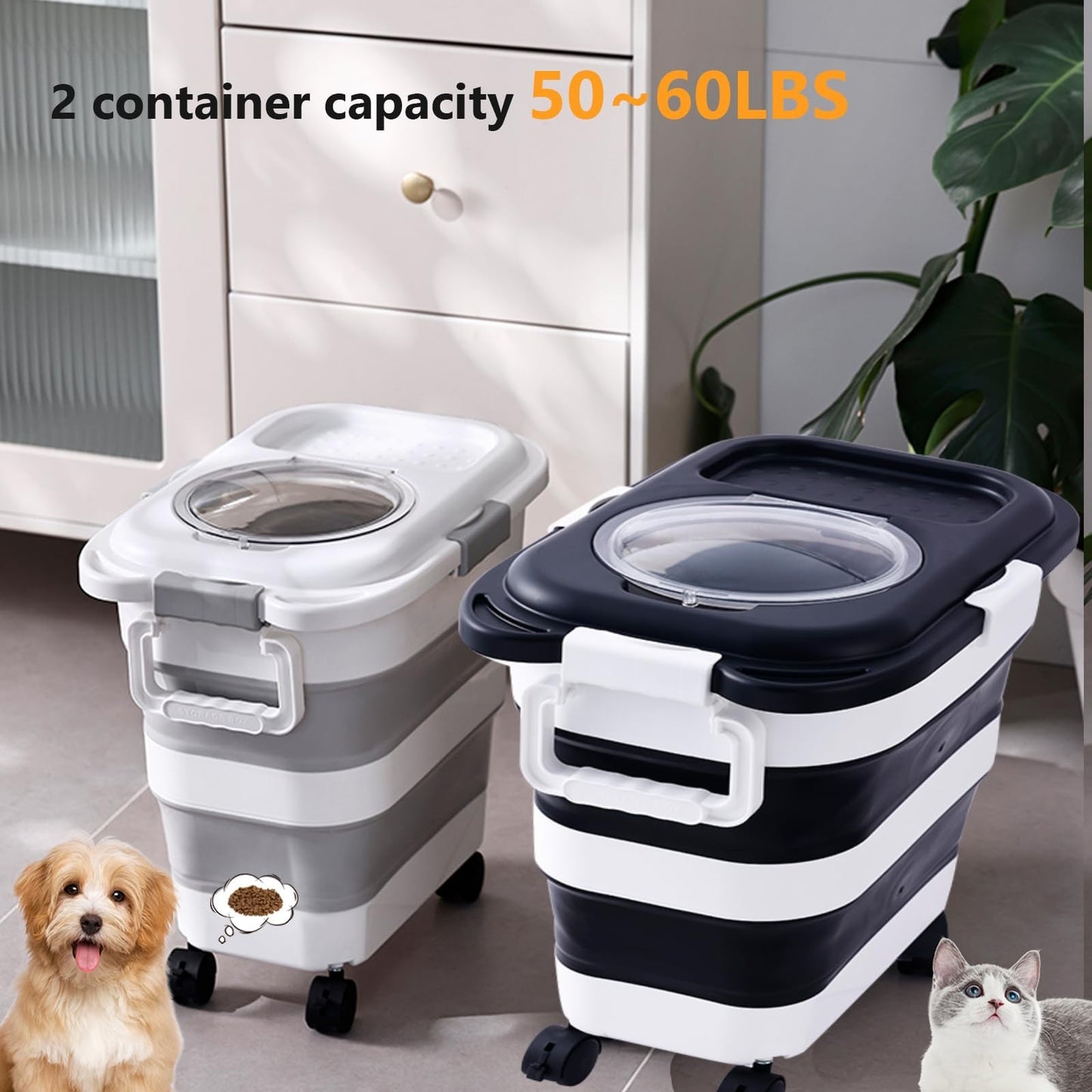 Collapsible 25 lbs Pet Food Storage Container with Scoop - Dog, Cat, Bird, Litte4