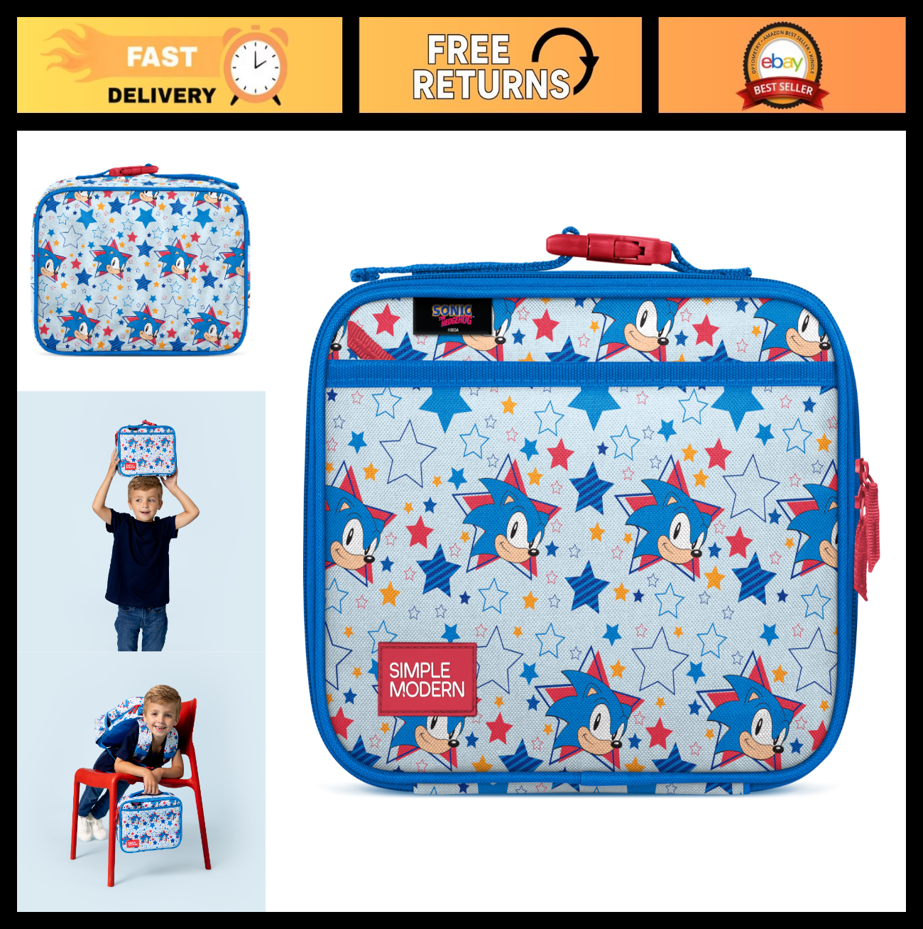 Sonic the Hedgehog Kids Lunch Box & Bag Set | Bento Box Compatible | Cute School0