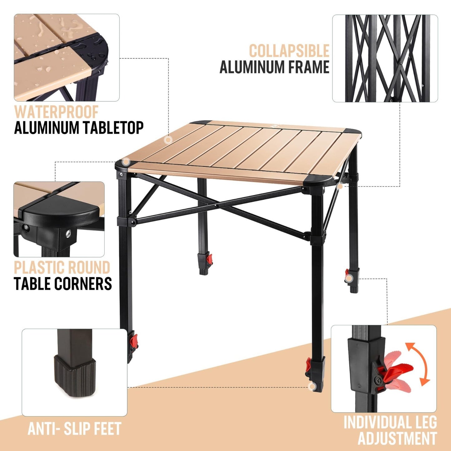 Lightweight Adjustable Folding Camping Table with Carry Bag - Outdoor Picnic BBQ3