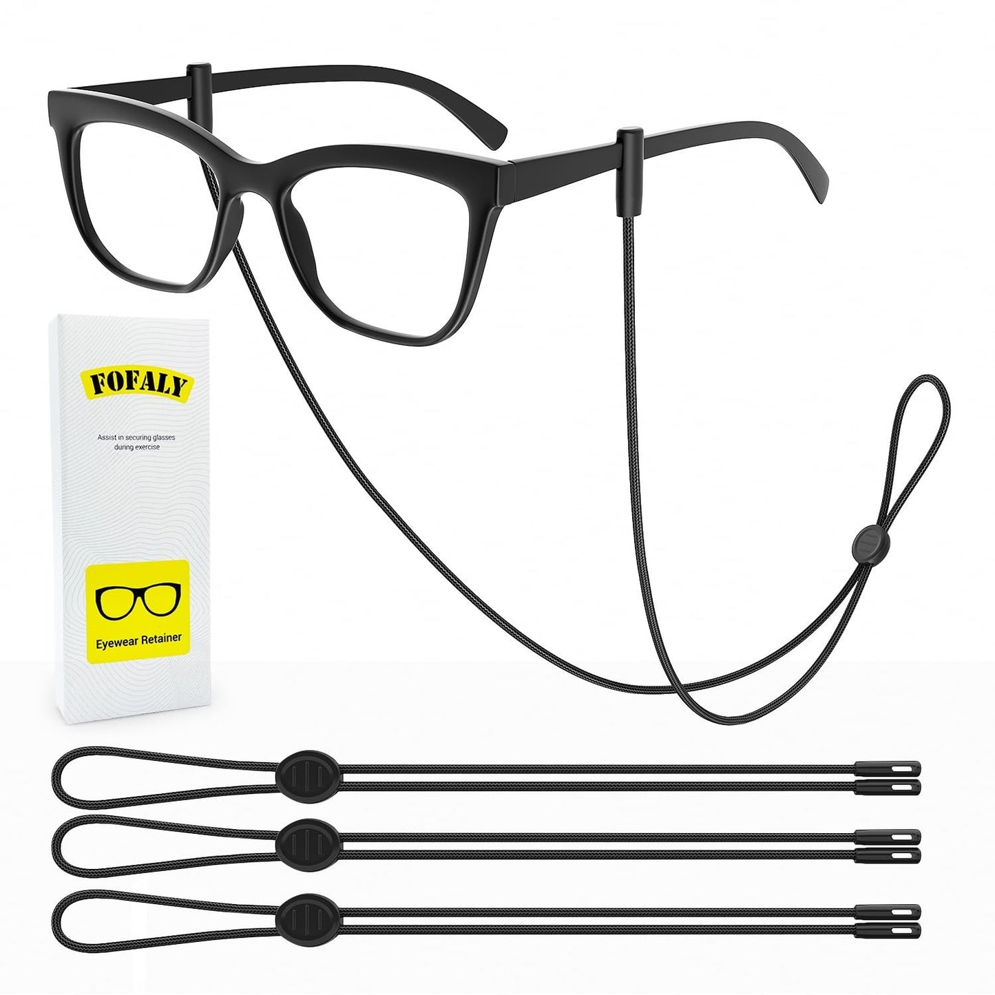 Adjustable Eyeglasses Strap 3Pcs, Sports Glasses Holder Cord, Neck Retainer Chai6