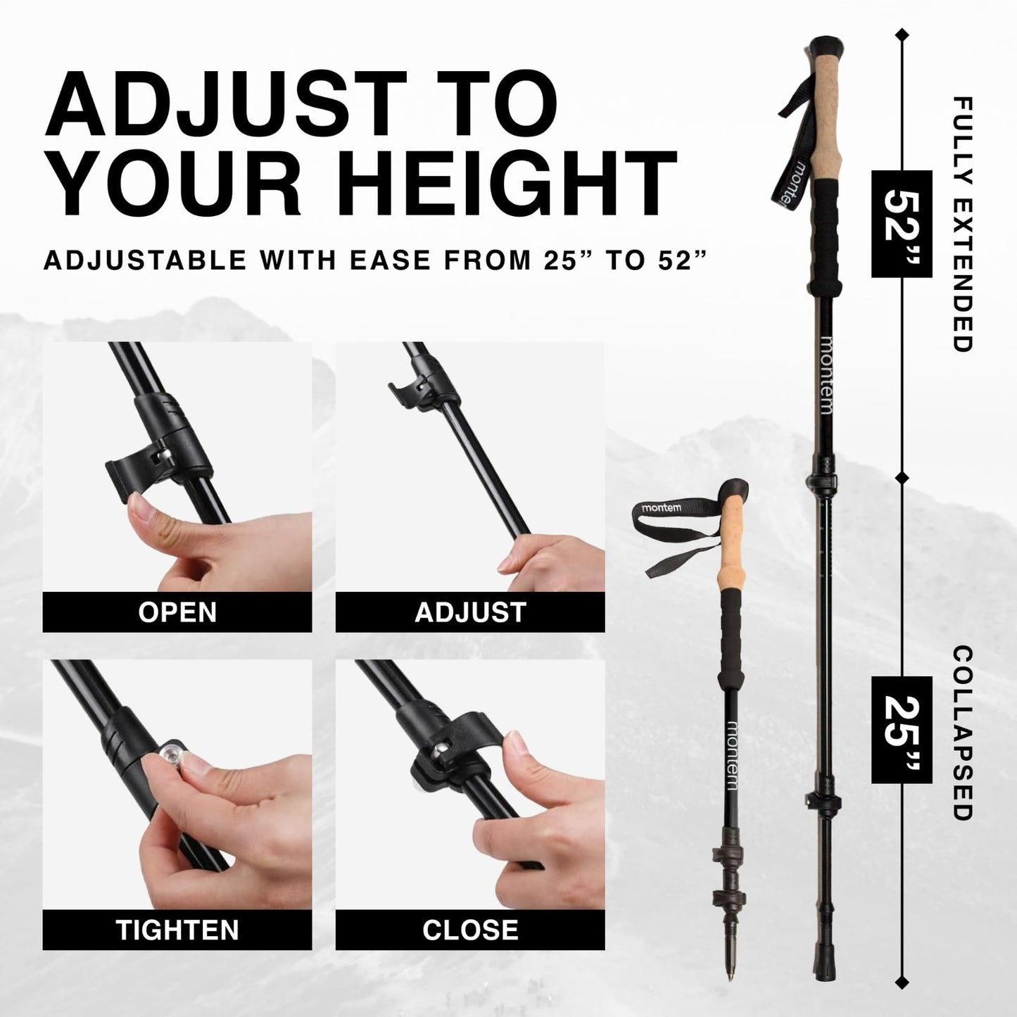 Collapsible Lightweight Hiking Poles - Quick Lock, Weather-Resistant, 2-Pack3