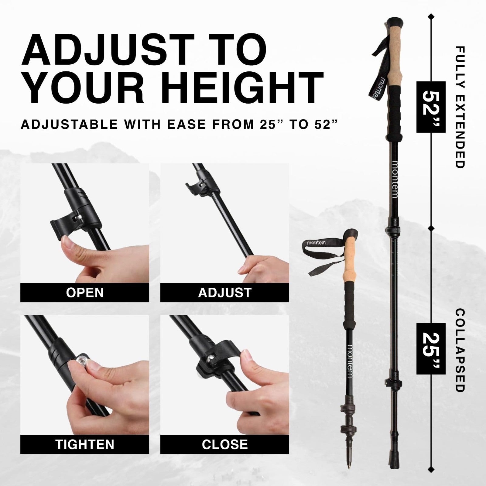 Collapsible Lightweight Hiking Poles - Quick Lock, Weather-Resistant, 2-Pack3
