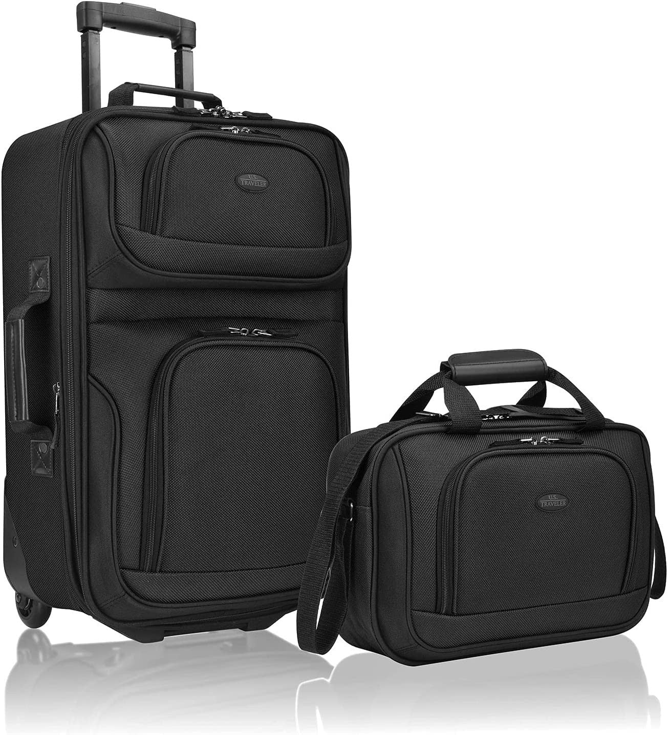Lightweight Softside Rolling Carry-on Suitcase Set, 2-Wheel Travel Luggage, Blac1