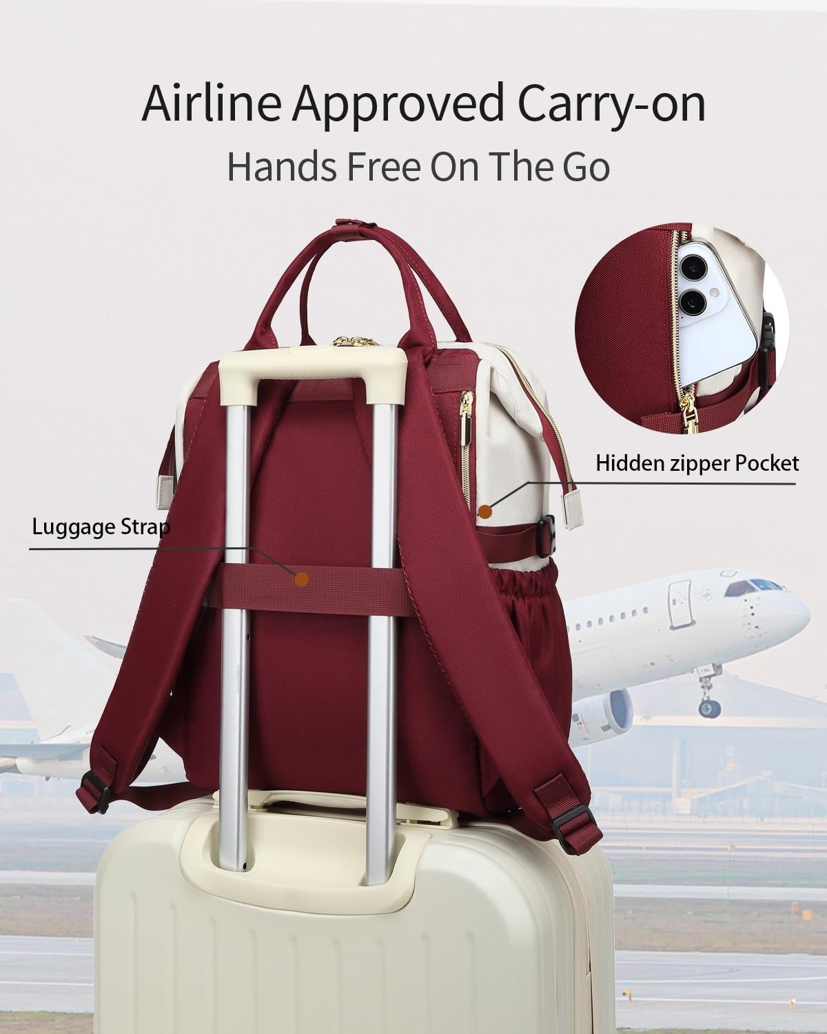 Stylish Laptop Backpack for Women   College Bookbag with USB Charger & Cup Holde3