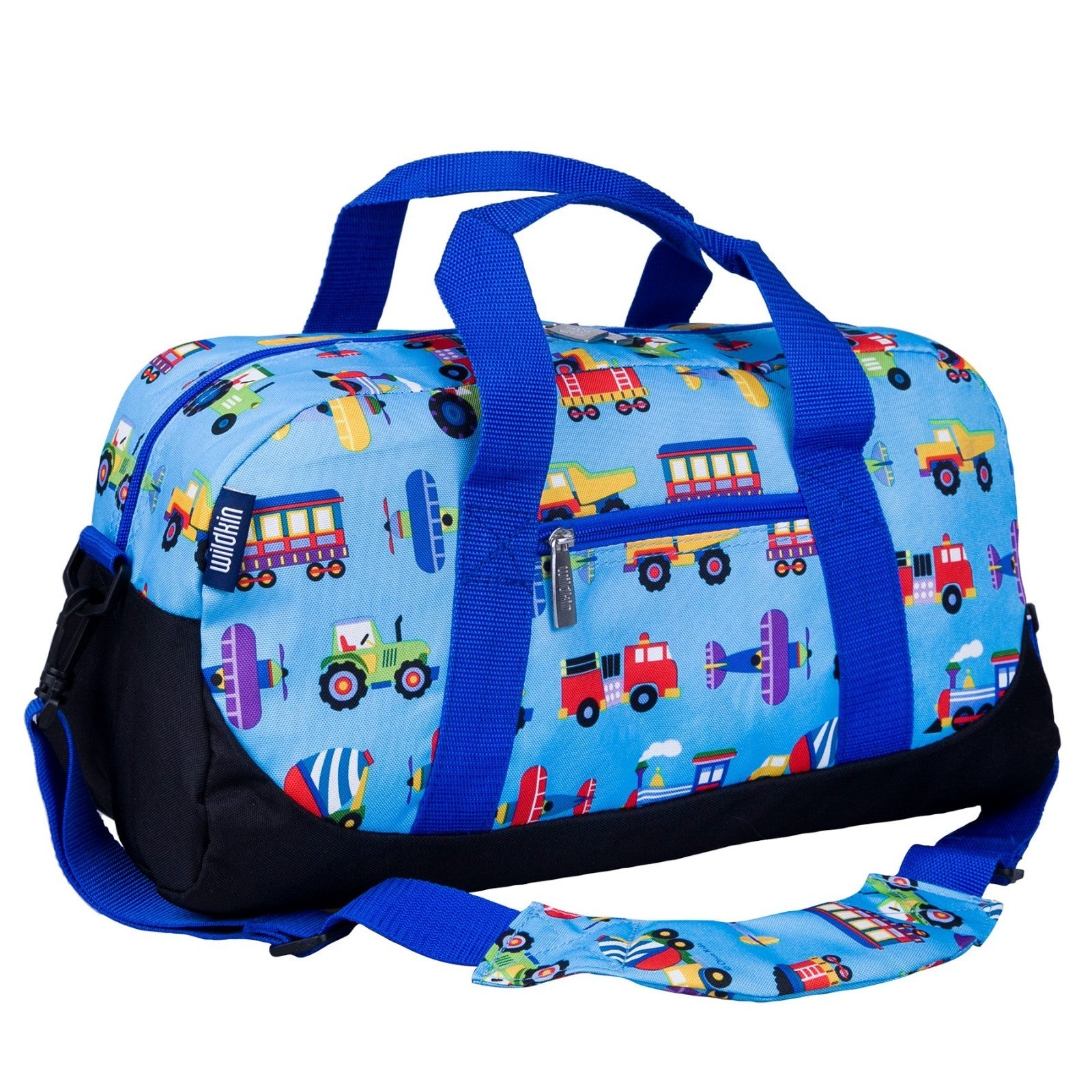 Kids Overnighter Duffel Bag - Carry-On Size for School & Sleepovers - Trains, Pl2