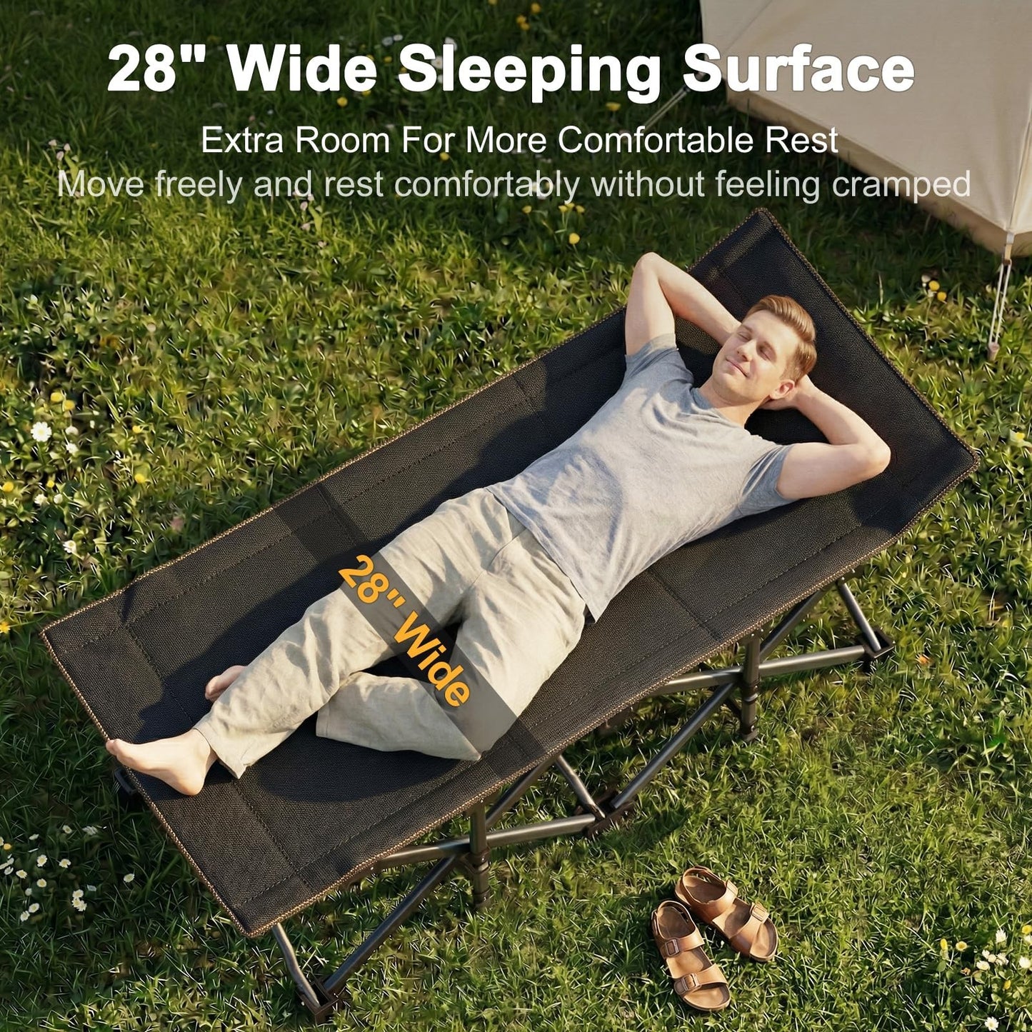 XXL Folding Camping Cot for Adults   32" Wide, 900 lb Capacity, 2 Pack, Removabl5