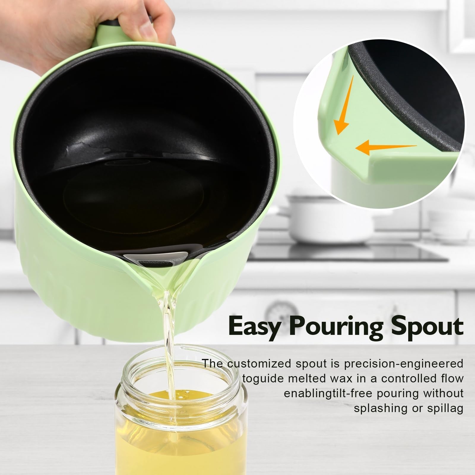 Electric Wax Melter Pot 1.6QT - Digital Touchscreen, Non-Stick, Precise Temp Con4