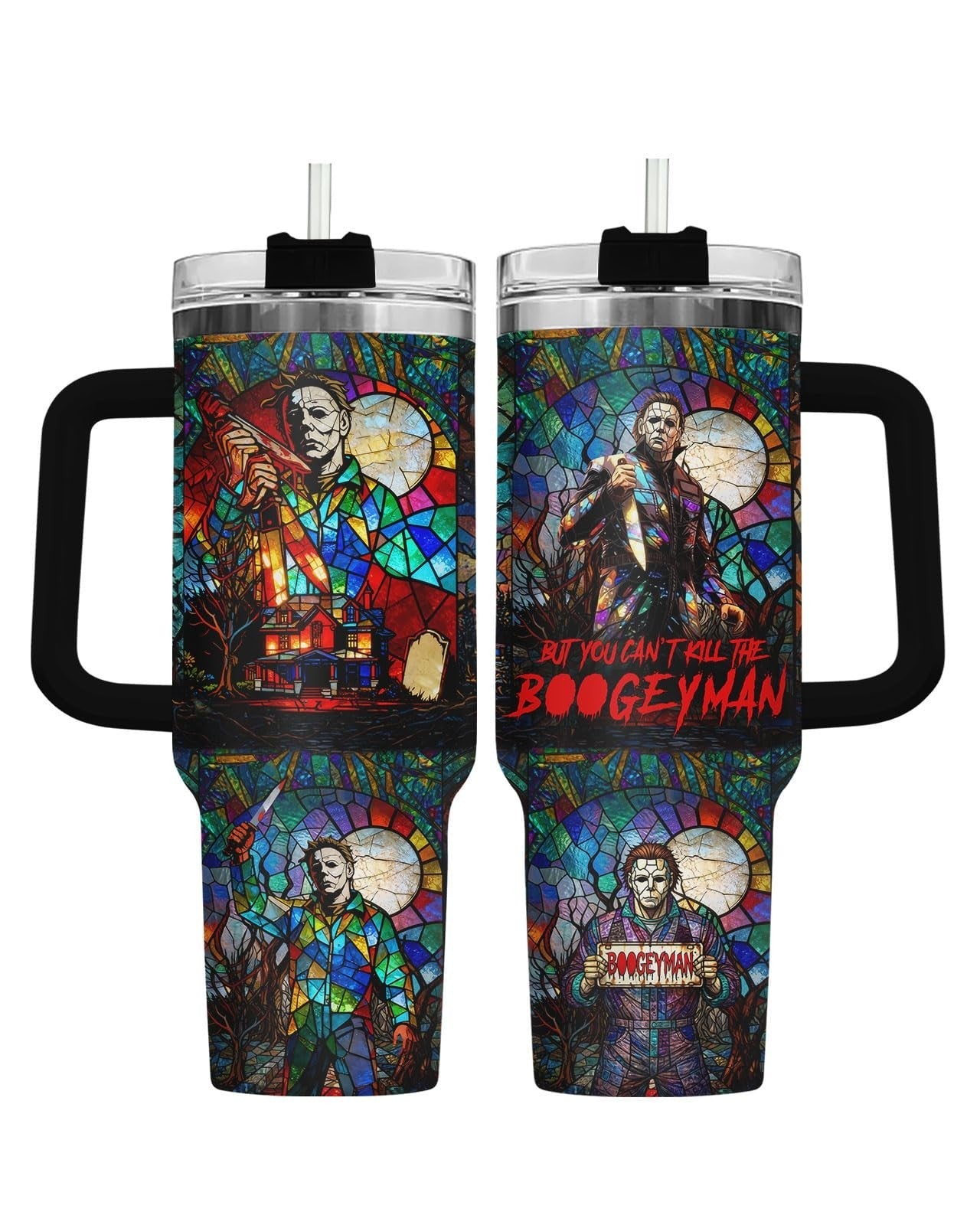 34oz Insulated Gothic Tumbler   Spooky Horror Art Travel Mug for Halloween1
