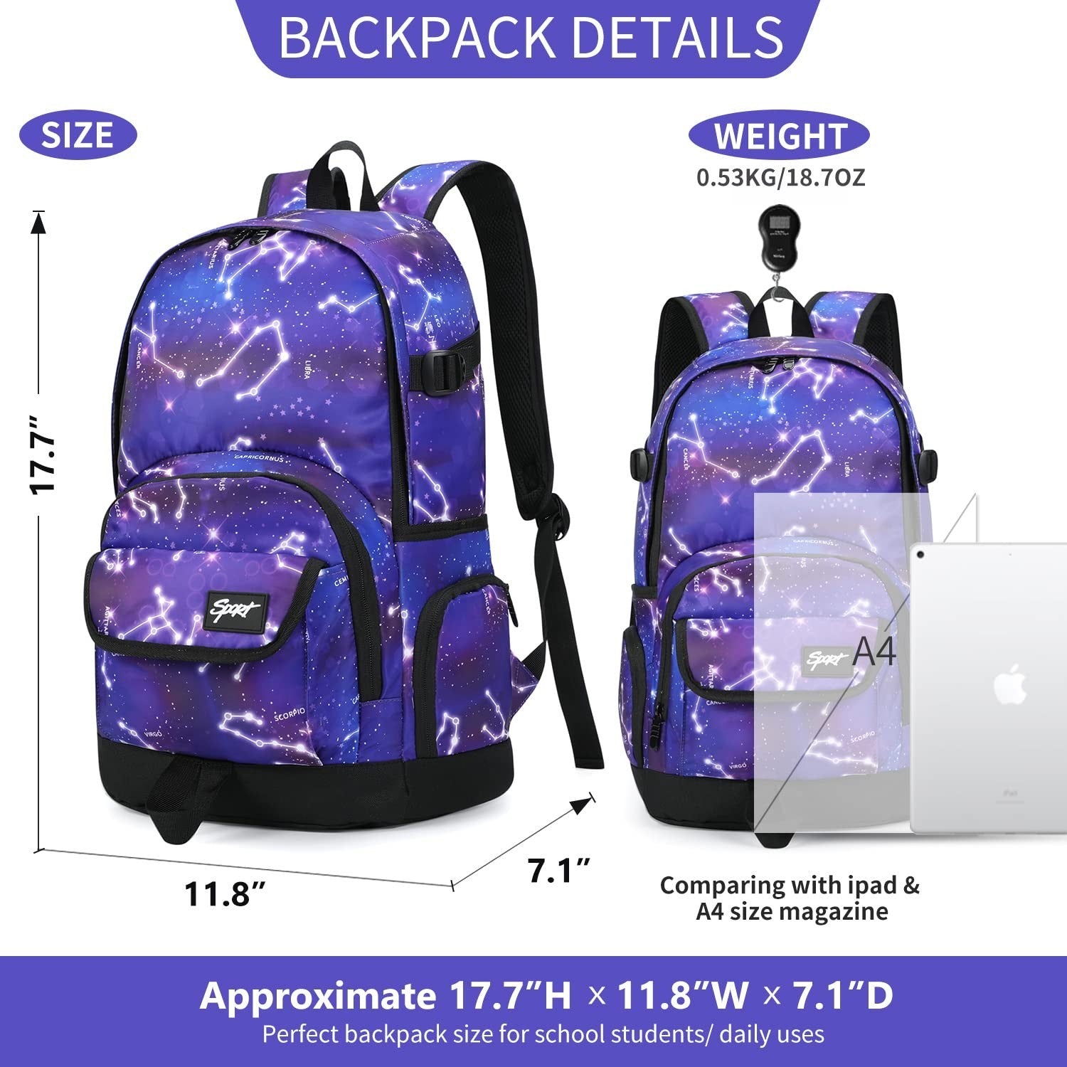 Lightweight School Backpack Travel Bag for Men & Women   College & Travel Use3