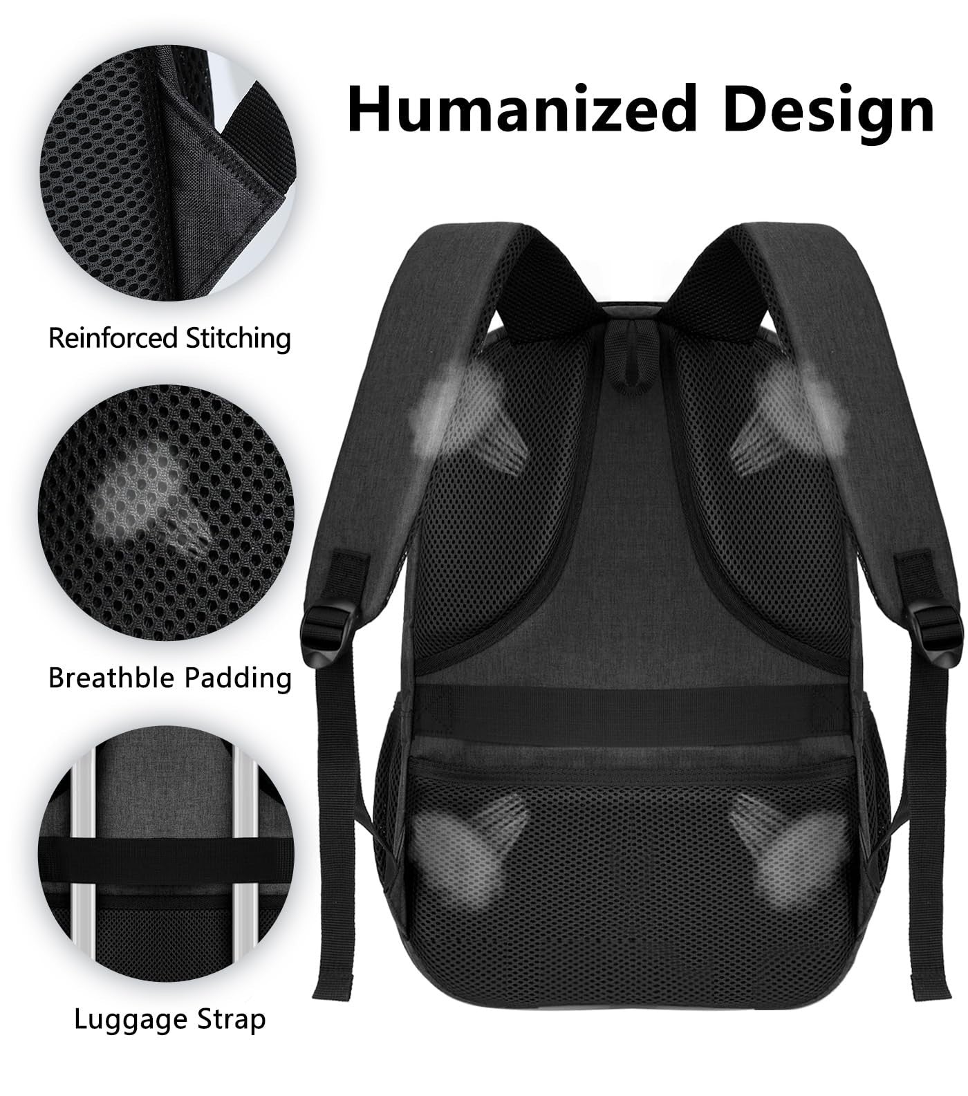 Large Quilted Backpack for Men & Women, Water Resistant College Bookbag, Fits 176