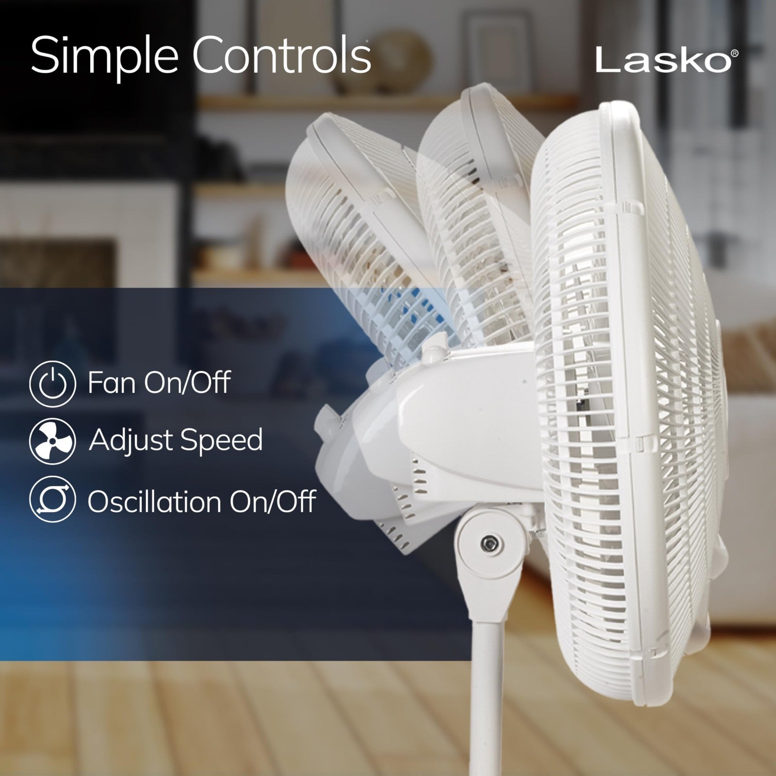 Adjustable 47" Oscillating Pedestal Fan   16" Blade, 3 Quiet Speeds, Cooling for3