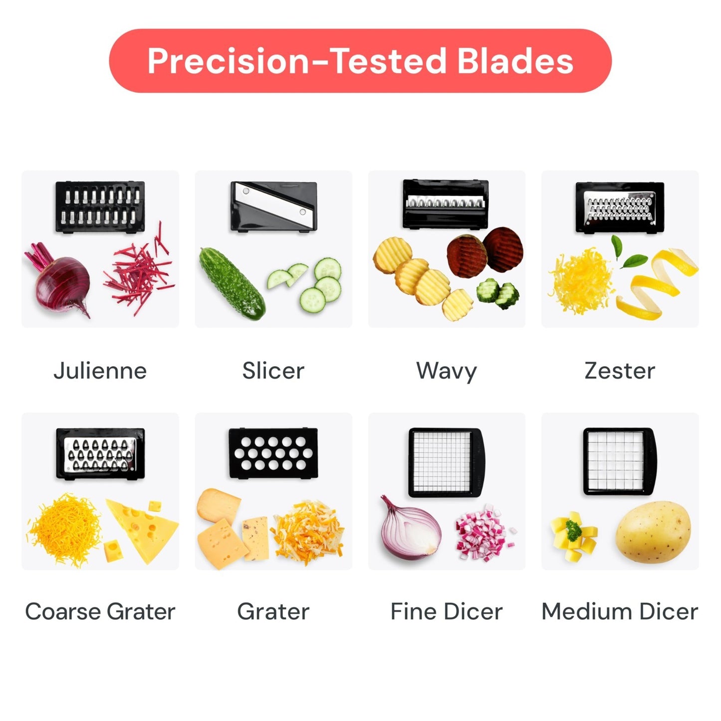8 in 1 Vegetable Chopper & Mandoline Slicer   Sharp Stainless Steel Blades, Kitc3