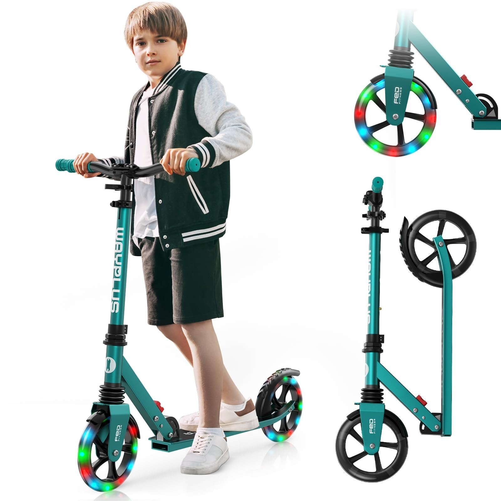 Kick Scooter for Ages 6+, Teens & Adults - 8" Big Wheels, 240lb Capacity, Smooth1