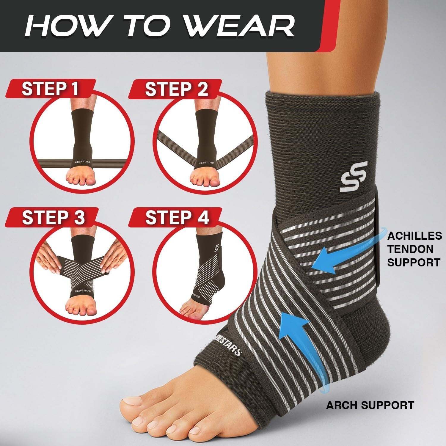 Ankle Brace Compression Sleeve for Sprains & Plantar Fasciitis Relief, Adjustabl6
