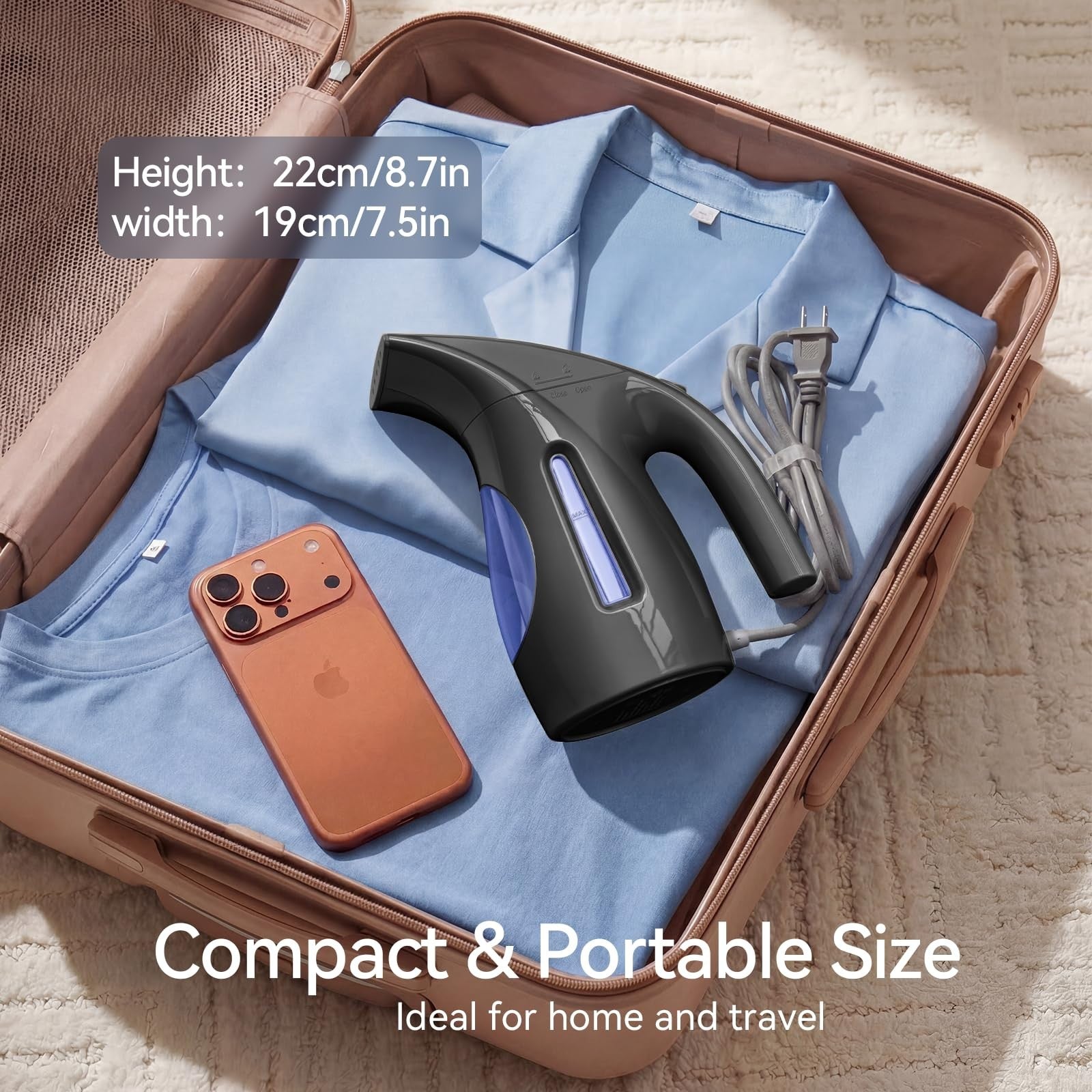 Portable Handheld Clothes Steamer, 1100W, 300ml Capacity, Fast Heat-Up, Travel S7