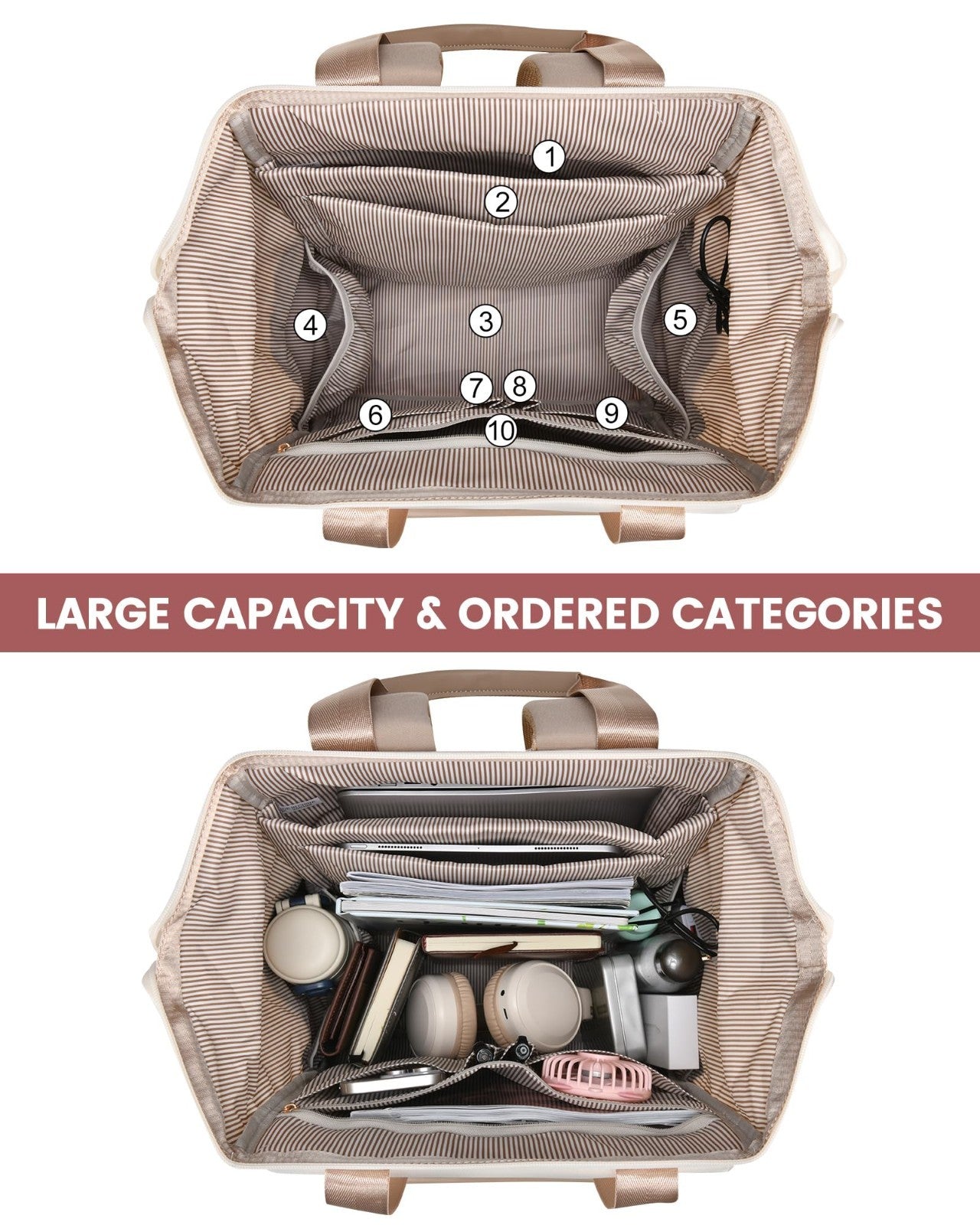 Large Capacity 18" Laptop Backpack for Women, Waterproof Travel Bag with USB Por4