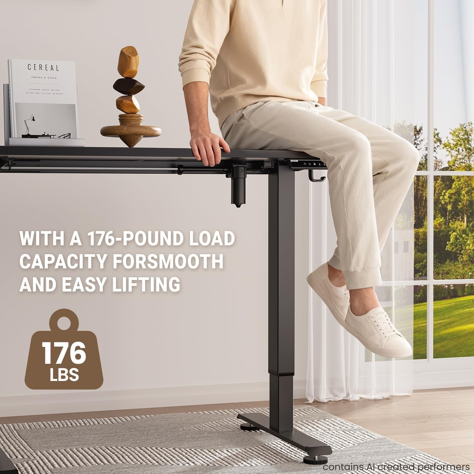 Adjustable Height Standing Desk 47.2" - Modern Wood Computer Table for Home Offi13