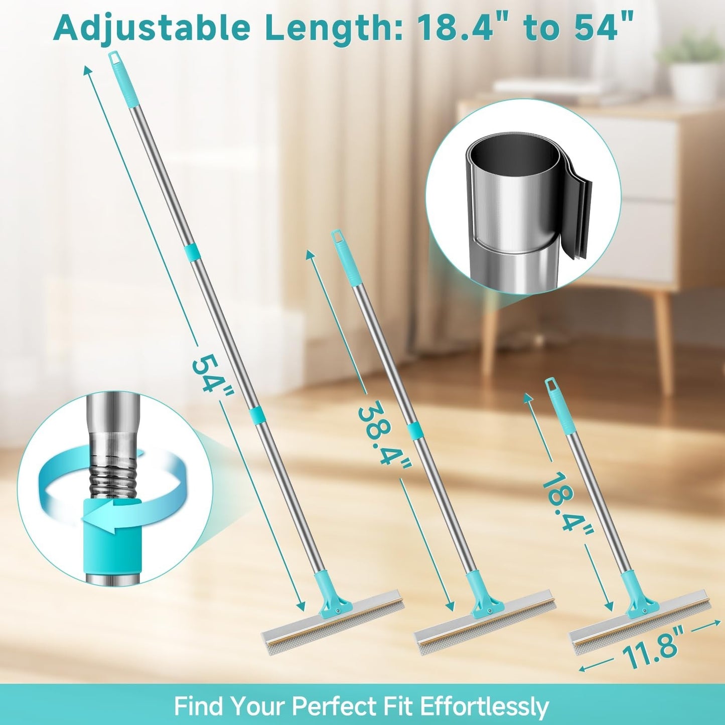 Pet Hair Removal Carpet Rake Tool - Adjustable 54” Handle, 3 Pcs Broom for Rugs2