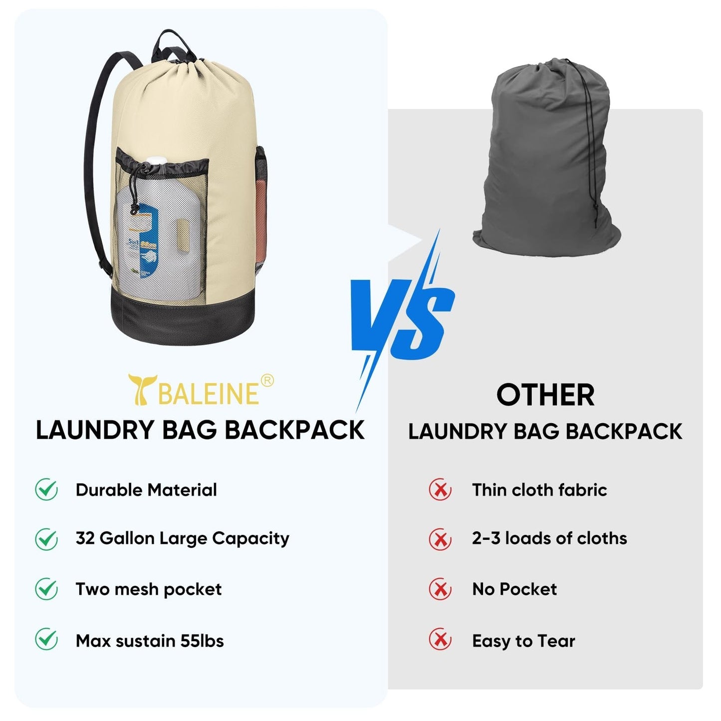 Large 120L Laundry Backpack Bag, Durable 900D Oxford, Mesh Pockets, College Use4