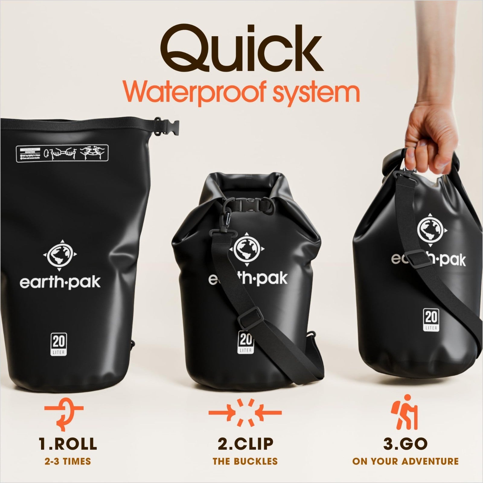 Waterproof Dry Bag Backpack   Roll Top Sack for Kayaking & Outdoor Gear + Phone4