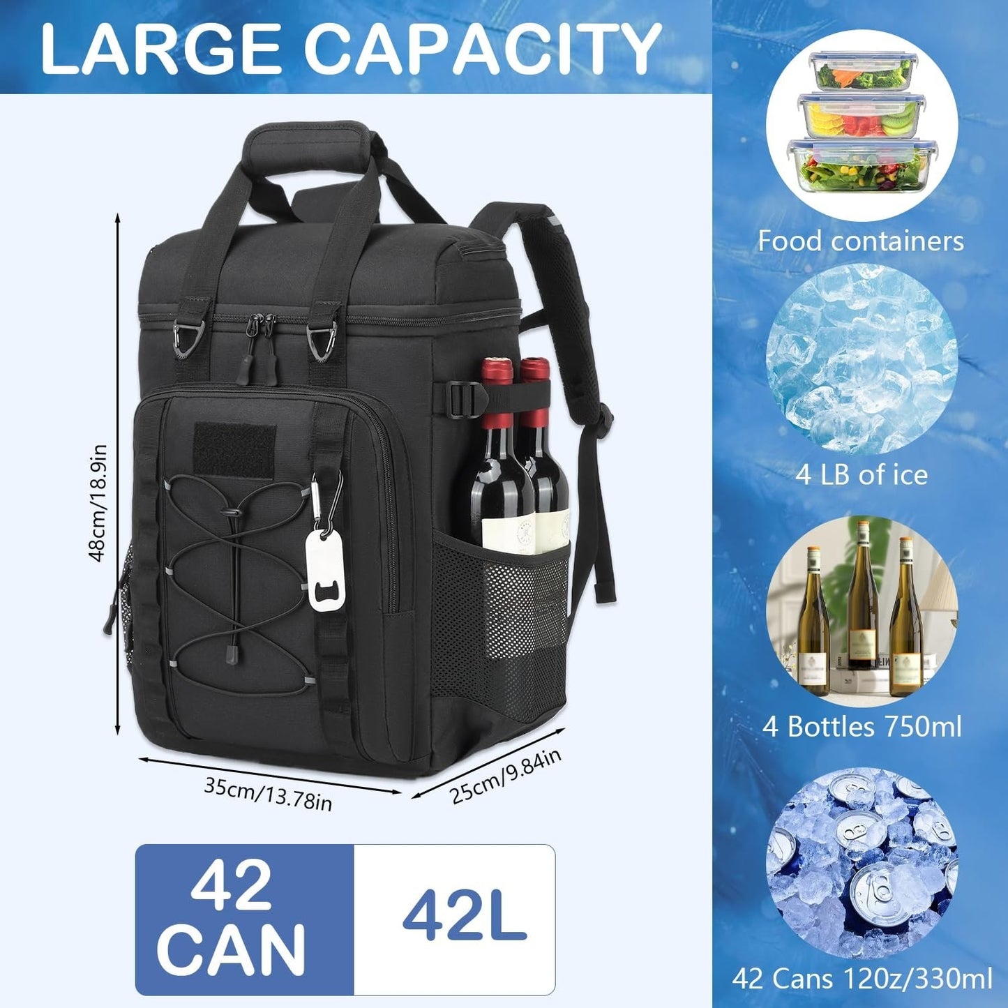 Tactical Insulated Backpack Cooler - 42 Can Leak Proof Soft Cooler for Camping,3