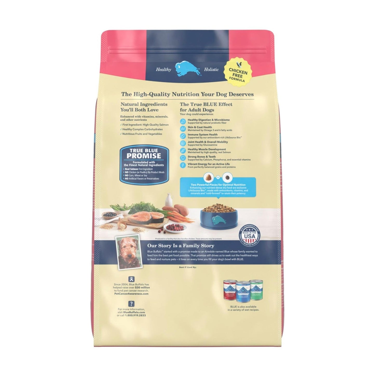 Premium Salmon Adult Dry Dog Food   15 lb, Life Protection Formula, Healthy Nutr2