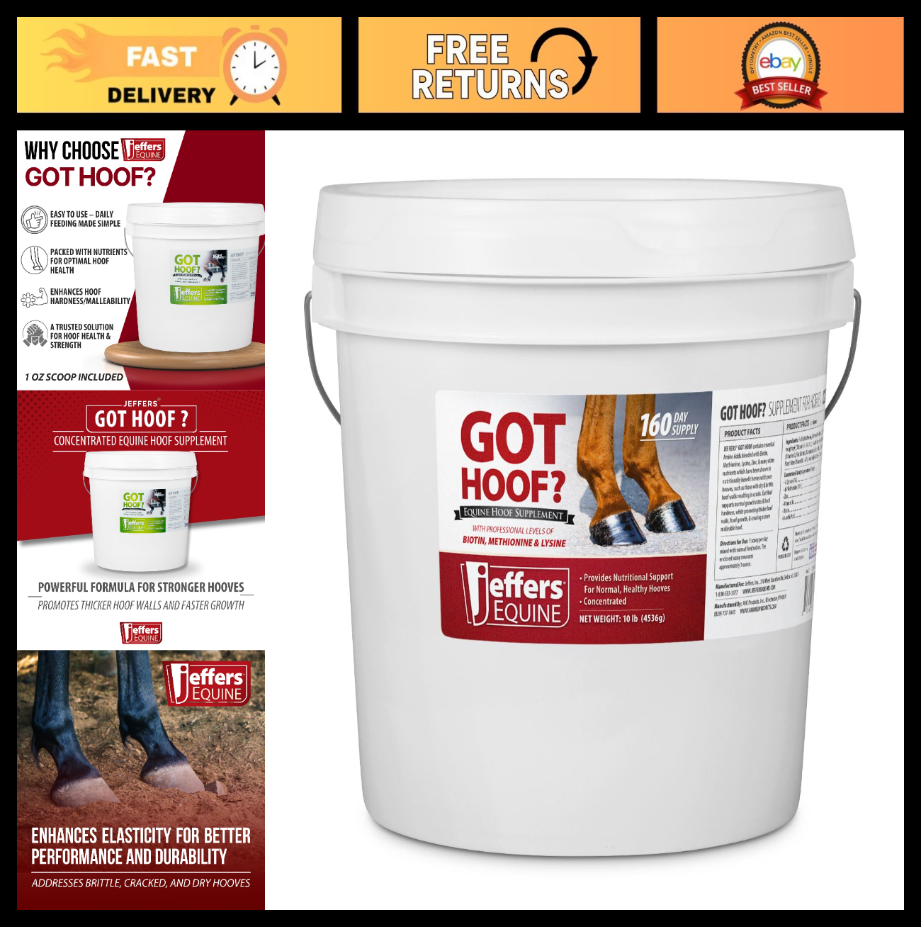 Concentrated Horse Hoof Supplement Powder, 10 lbs - Biotin, Zinc, Amino Acids fo0