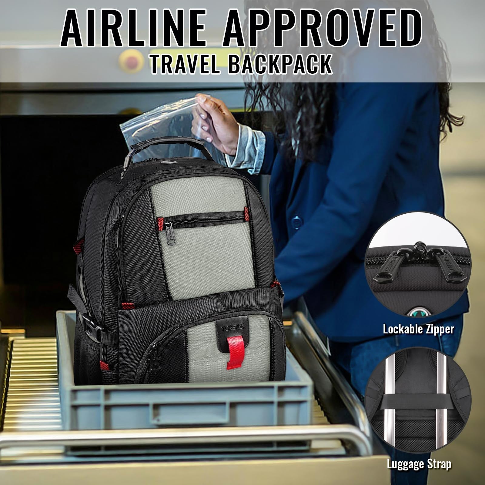Large Heavy Duty Laptop Backpack for Men, Travel Backpack with Multiple Pockets5