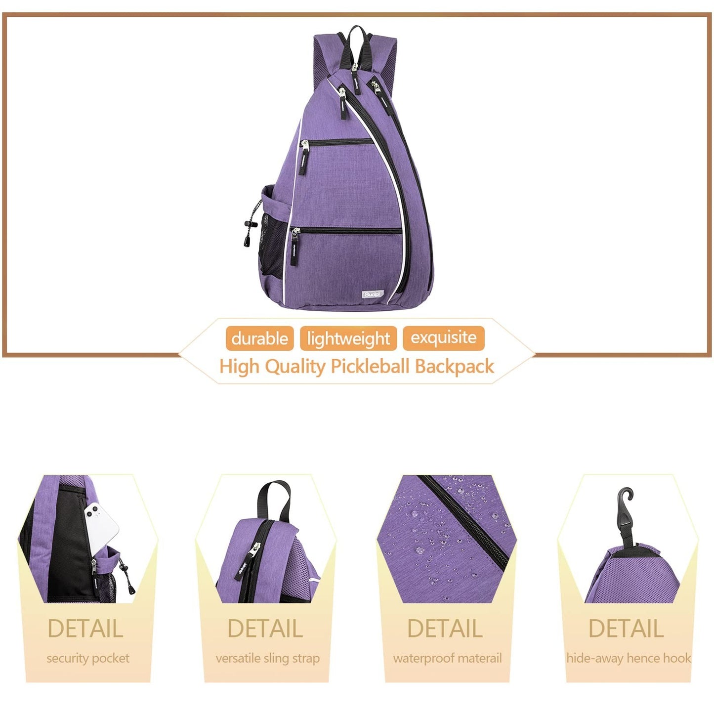 Adjustable Pickleball Backpack with Fence Hook, Large Capacity & Safety Pocket4