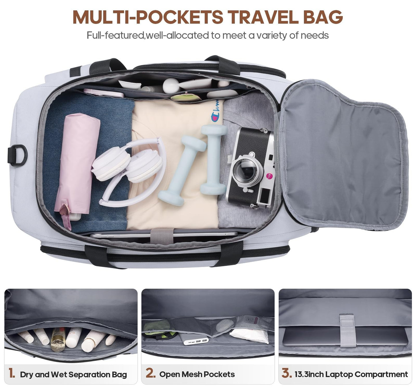 Versatile 3-in-1 Gym Bag with Shoe & Laptop Compartment, Anti-Theft Duffle Backp5