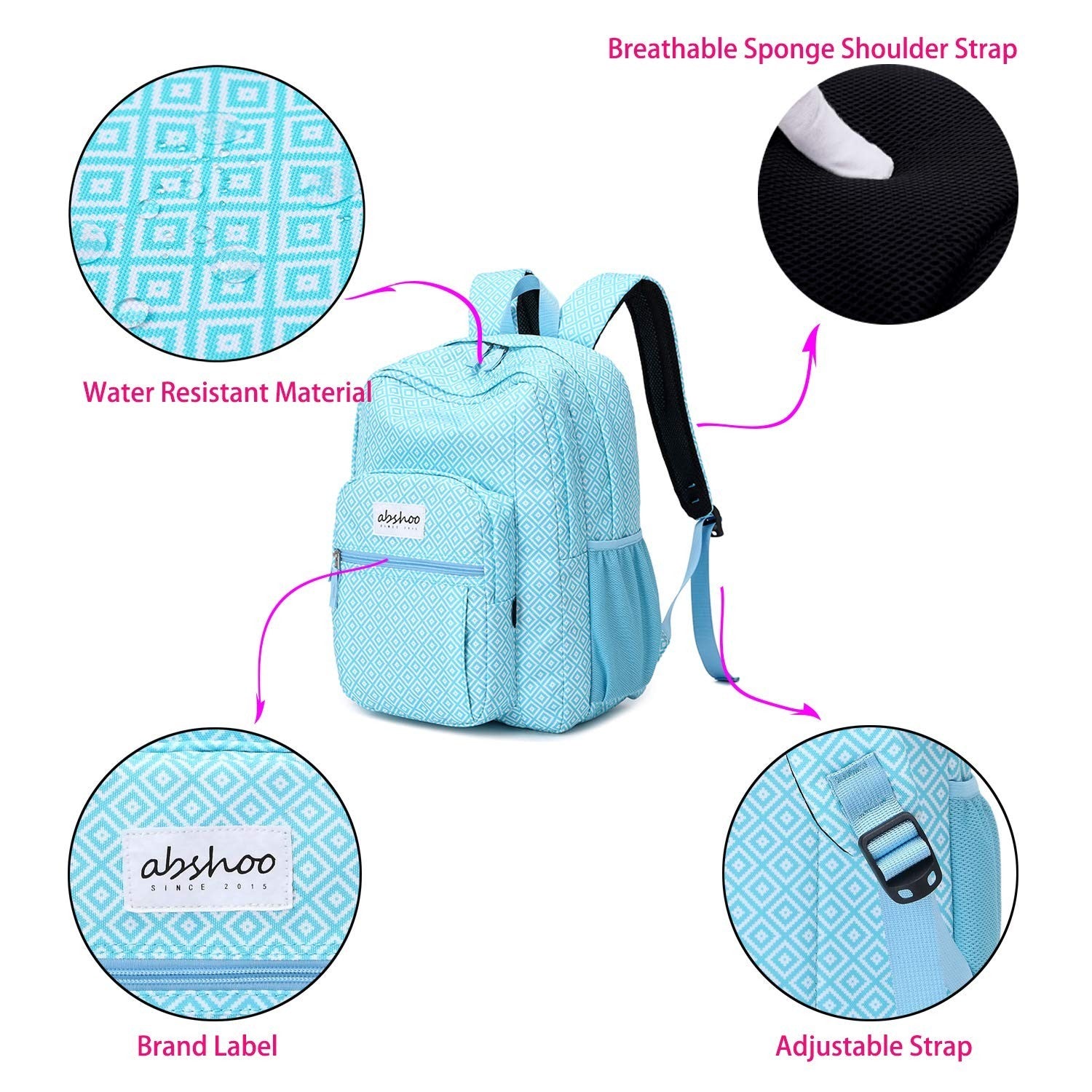 Classic Women's Geometry School Backpack   Water Resistant Bookbag for Teens2