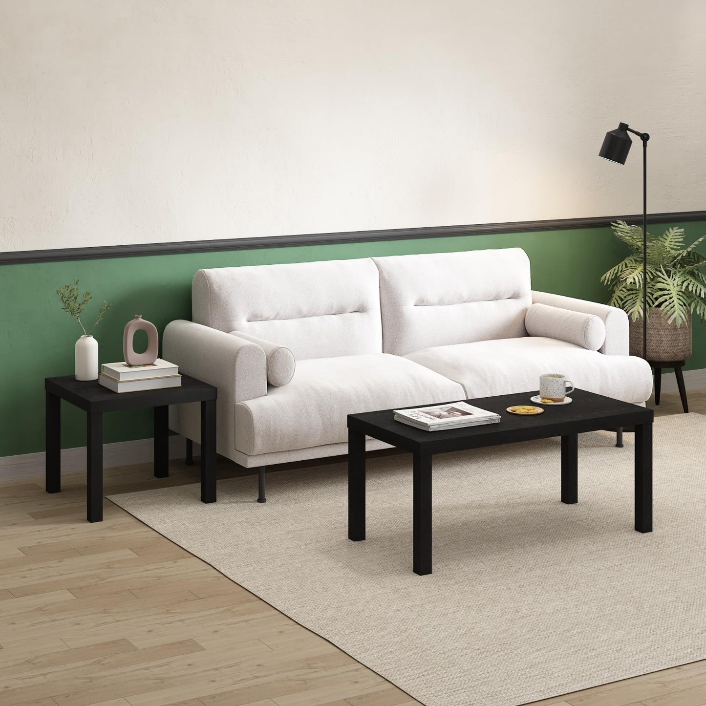Square End Table - Classic Homey Design, Versatile Side Table, Black Finish, 1-P2