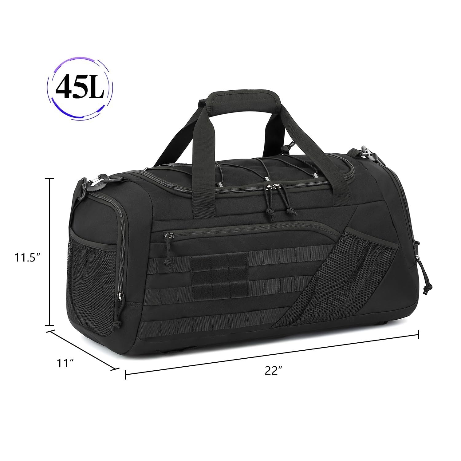 Multi Functional 45L Tactical Gym Duffle Bag Backpack with Shoe Compartment & We5