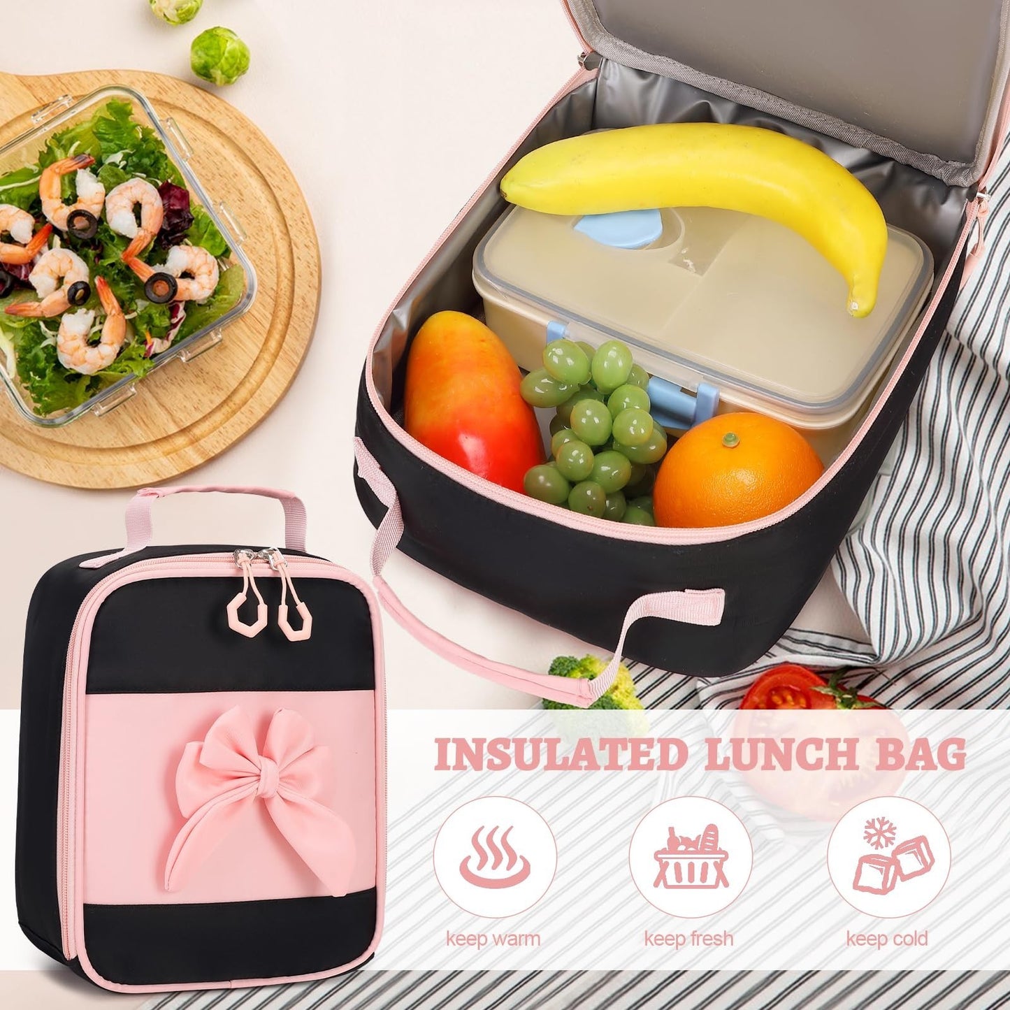 4PCS Girls Backpack Set   Stylish School Bag, Tote, Lunch Bag & Pencil Case8
