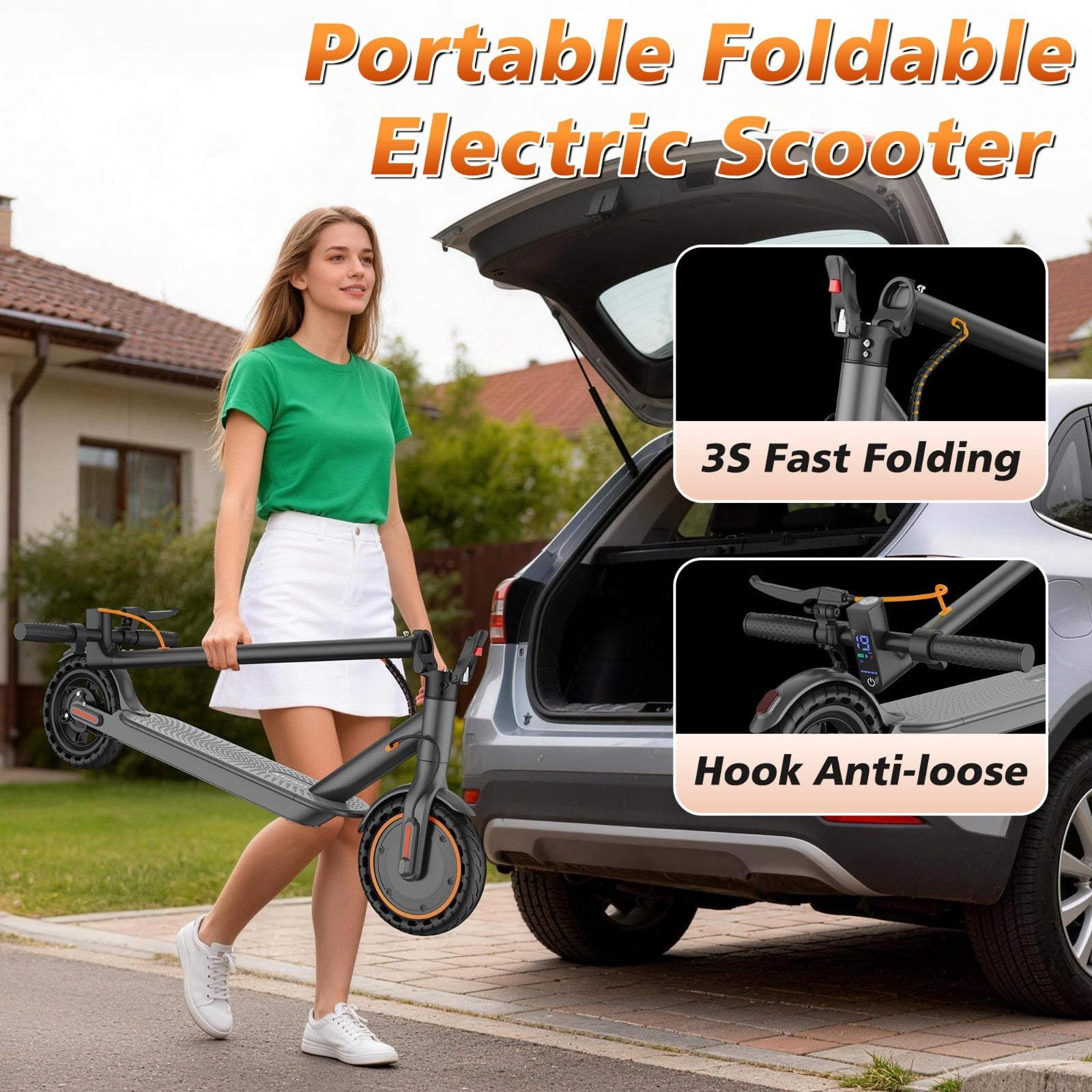 Powerful Electric Scooter 350W/500W Motor, 19MPH Speed, 21-28 Miles Range, Foldi6