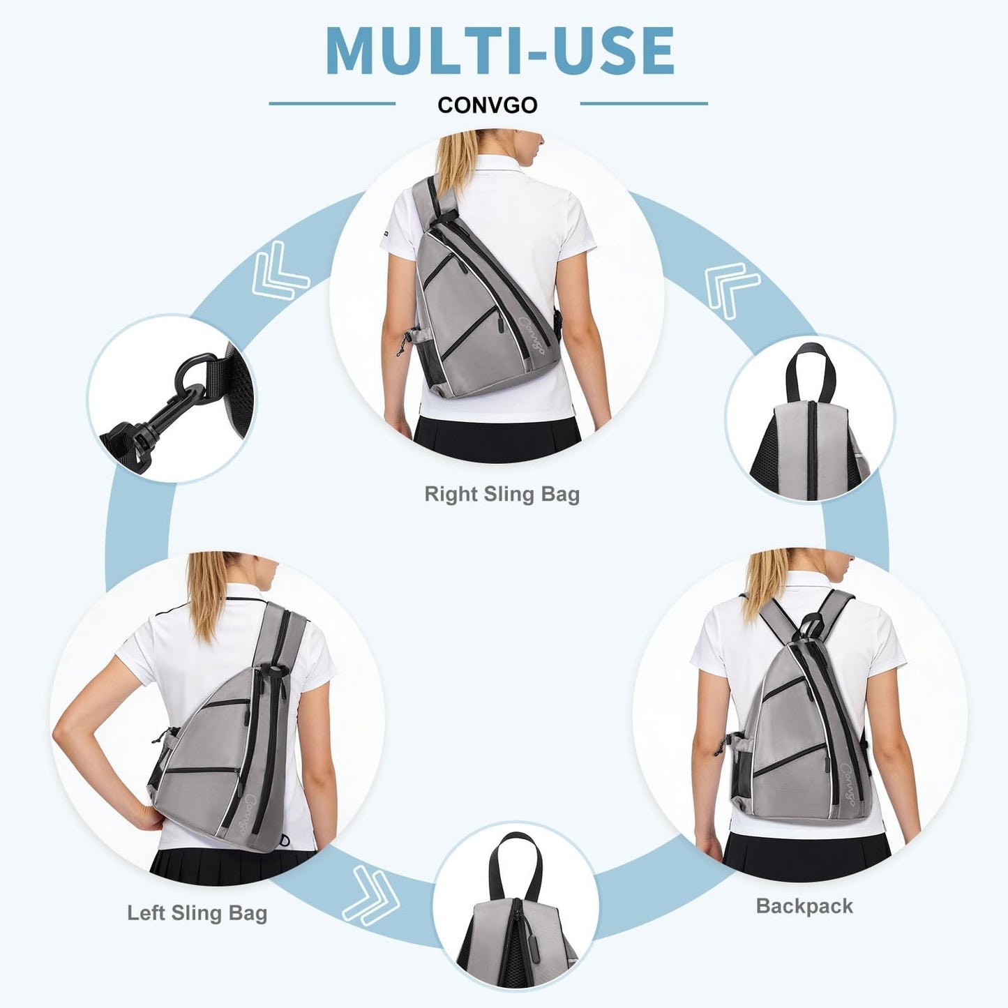 Adjustable Pickleball Backpack & Sling Bag - 2-in-1 Sports Bag for Tennis & Pick6