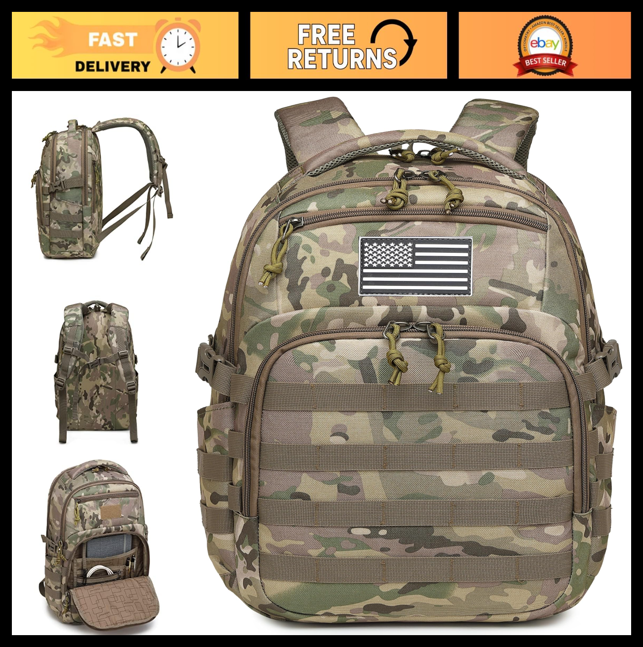 Tactical Military Backpack for Men   Small Black Assault Bag, Outdoor Gear0