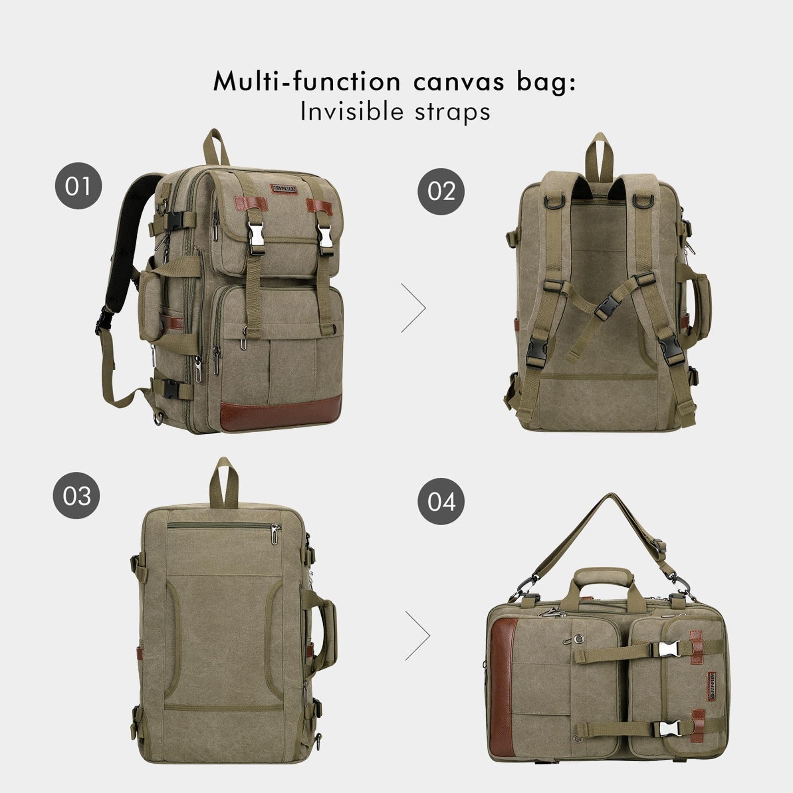 Large Canvas Travel Backpack for Men, 16 Inch Laptop Compatible, Durable & Styli6