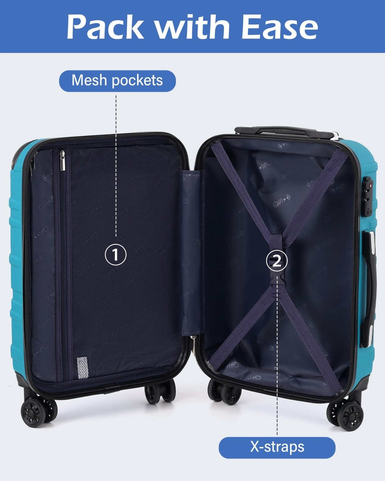 28" Hardside ABS Luggage with TSA Lock, 360° Spinner Wheels, Expandable, Scratch6