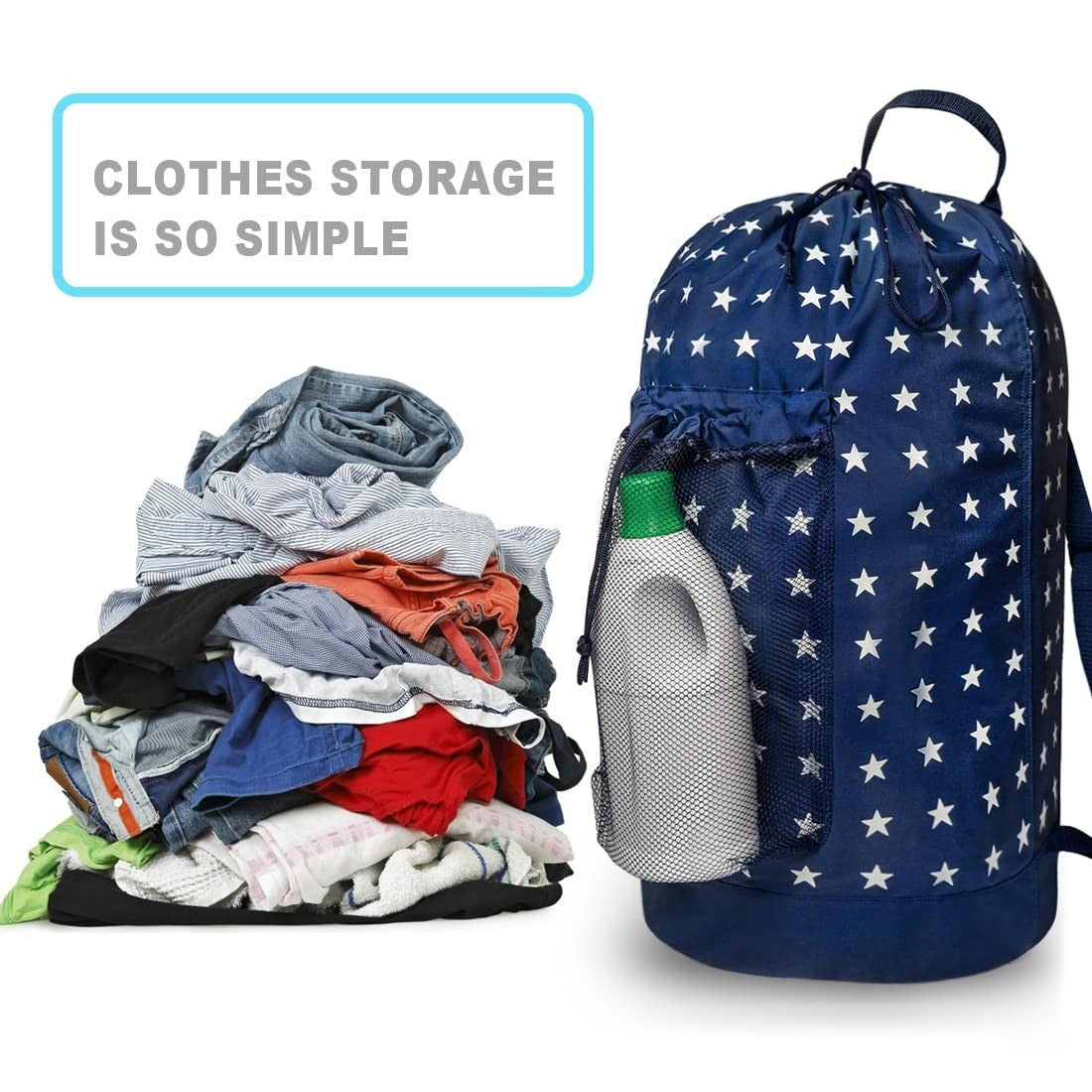 Optimized eBay Title:  "Durable Laundry Backpack with Shoulder Straps, Mesh Poc6