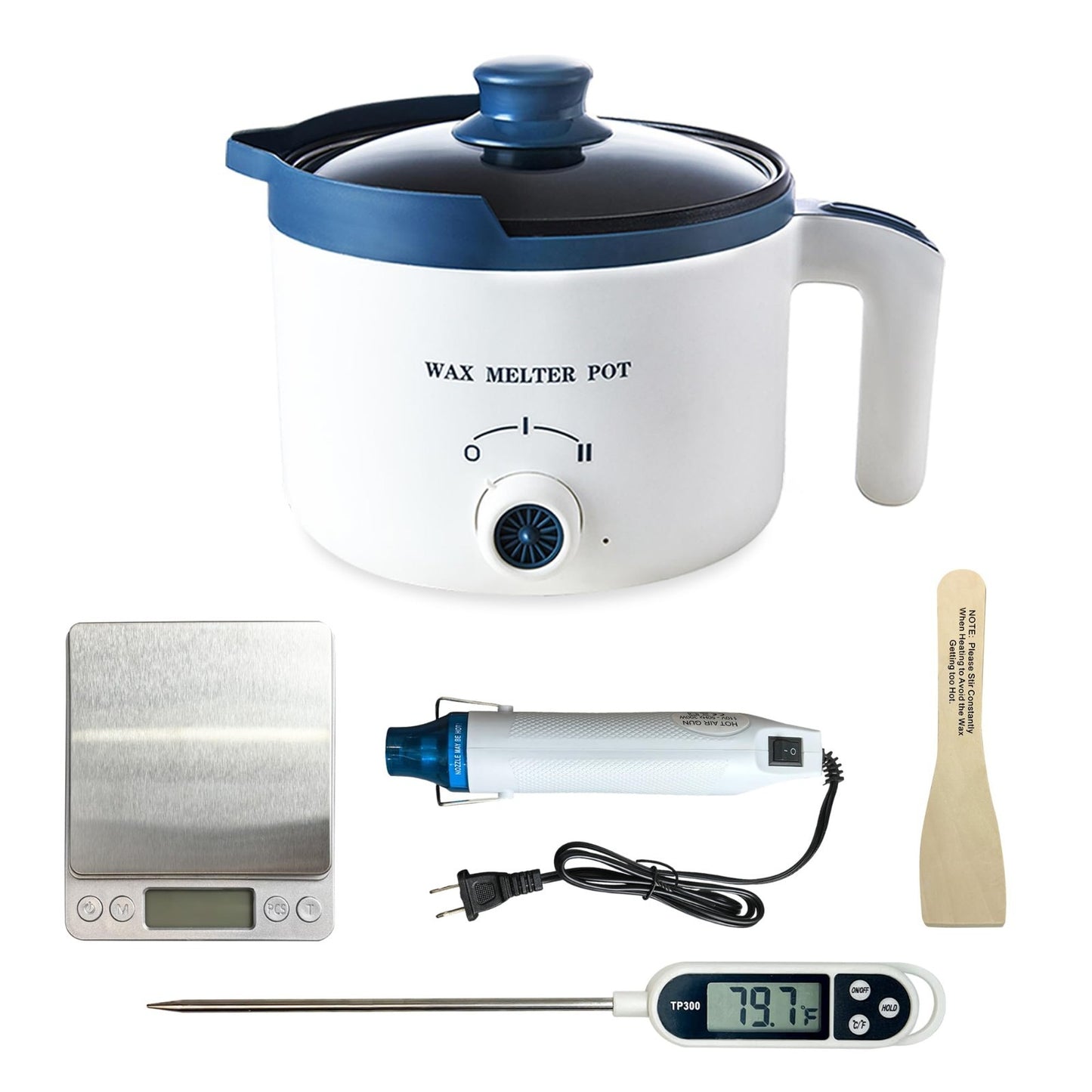Electric Wax Melting Pot Kit for DIY Candle Making - Scale, Heat Gun & Thermomet1