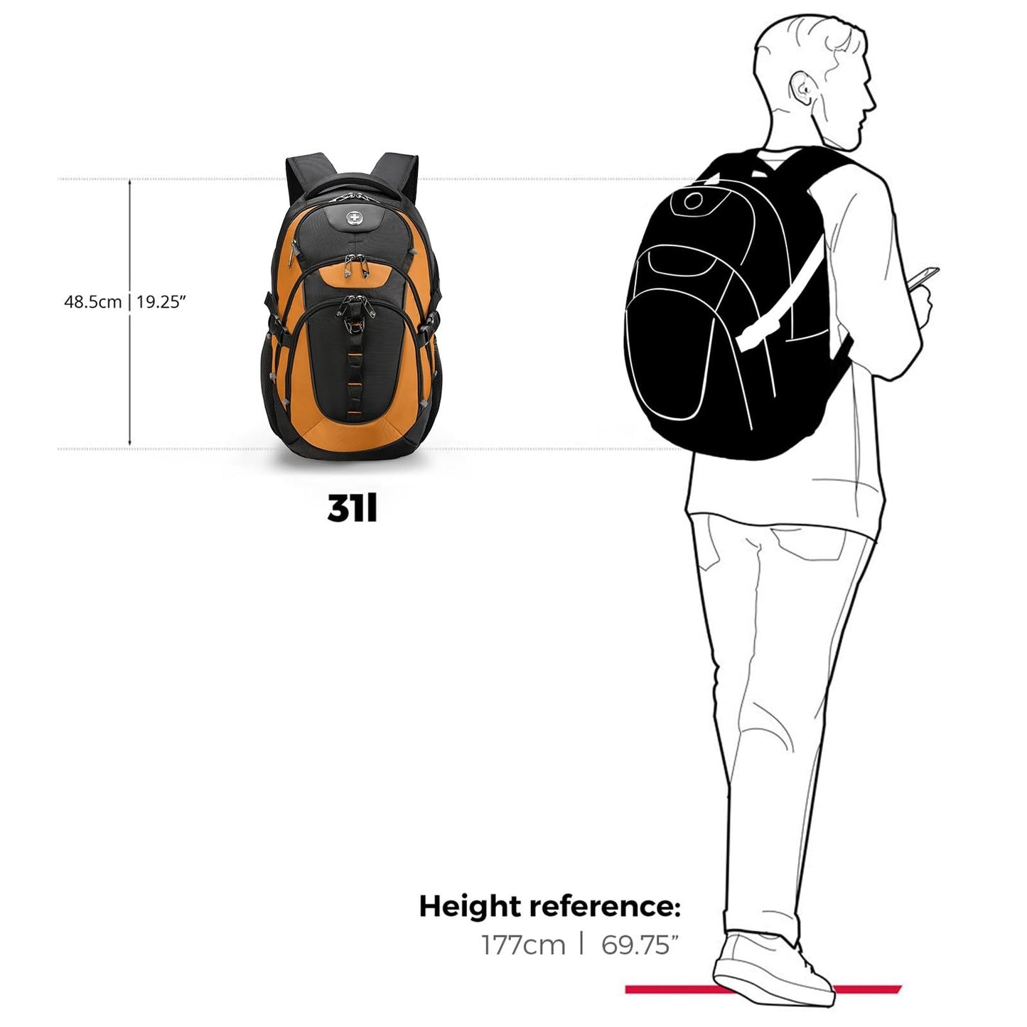 Stylish Laptop Backpack with USB Charging Port, Fits 15.6" Computer, 31L Travel8