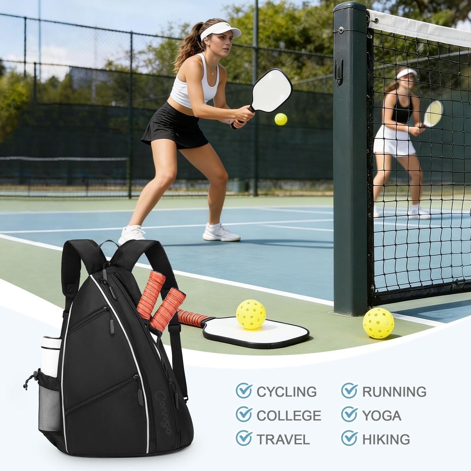 Adjustable Pickleball Backpack & Sling Bag - 2-in-1 Sports Bag for Tennis8