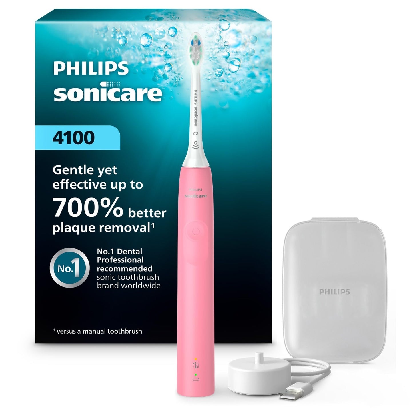 Rechargeable Electric Toothbrush, Deep Pink   700% Plaque Removal, Pressure Sens1