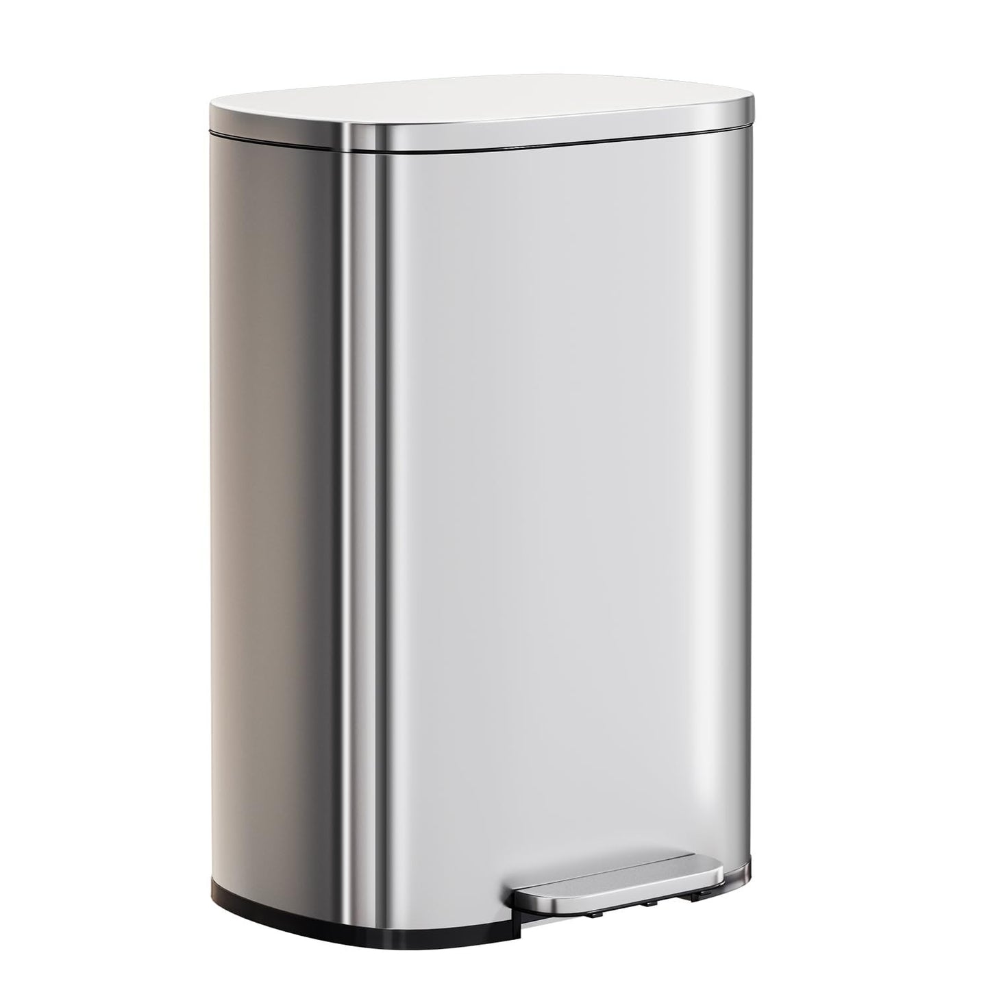 13G Stainless Steel Trash Can with Lid, Soft-Close Step Pedal, Removable Inner B1