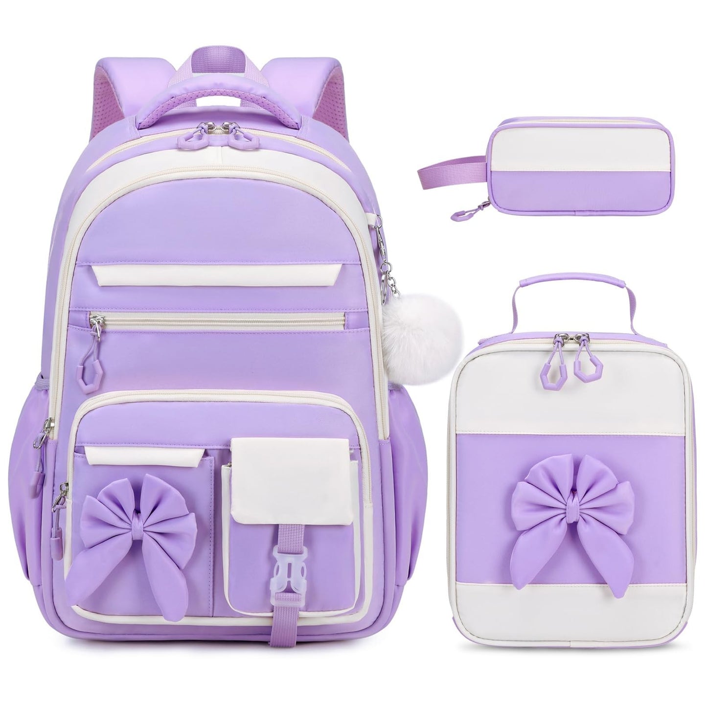 Cute Girls Backpack Set with Lunch Bag & Pencil Case   Stylish School Bag for Ki1