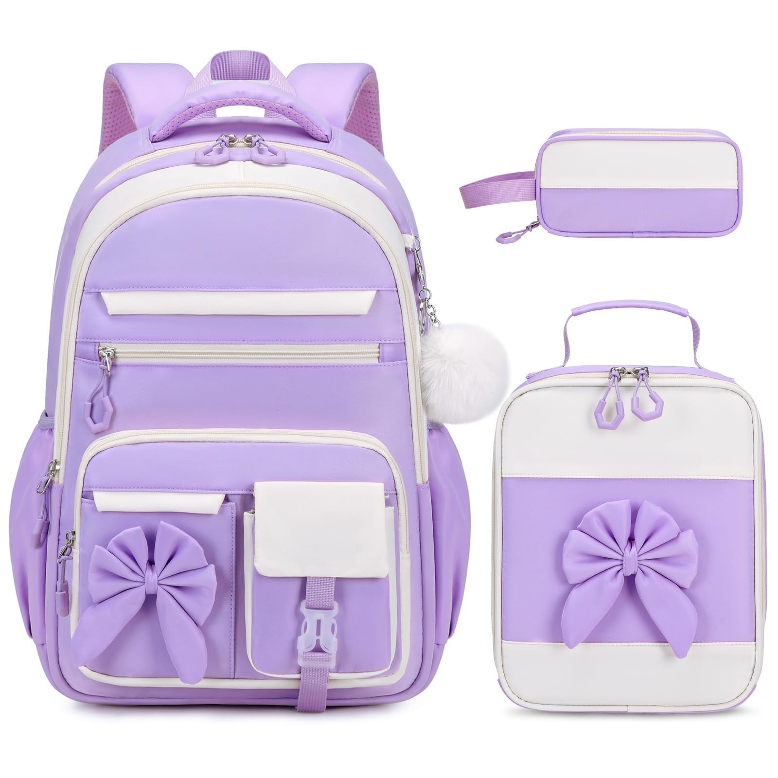 Cute Girls Backpack Set with Lunch Bag & Pencil Case   Stylish School Bag for Ki1