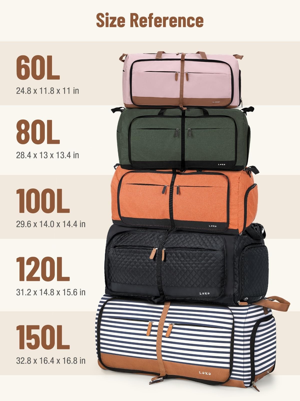 80L Foldable Travel Duffel Bag for Women - Large Weekend Carry-On with Shoe Comp5
