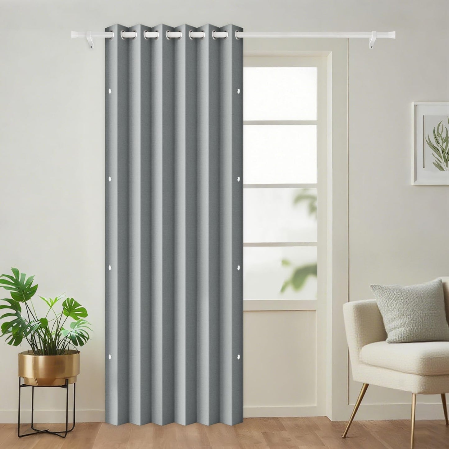 Blackout Pleated Curtains with Magnetic Closure, Pinch Pleat Drape, 1 Panel 45x71