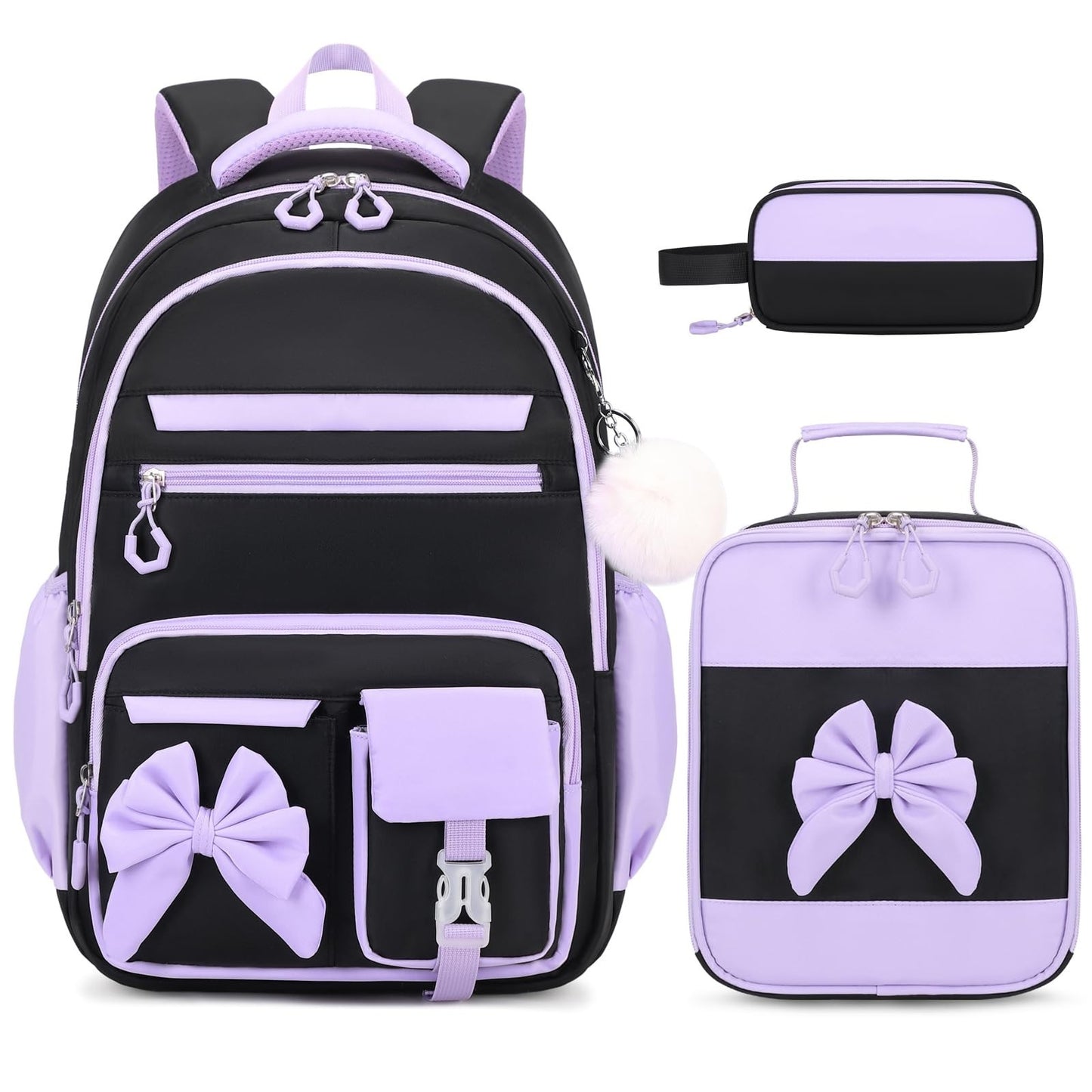 Cute Girls Backpack Set with Lunch Bag & Pencil Case   Stylish School Bag for Ki1